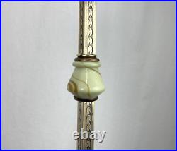RESTORED Antique Vtg Arts & Crafts Deco Floor Lamp Uranium Vaseline Glass Brass
