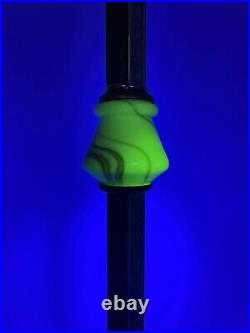 RESTORED Antique Vtg Arts & Crafts Deco Floor Lamp Uranium Vaseline Glass Brass