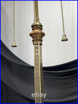 RESTORED Antique Vtg Arts & Crafts Deco Floor Lamp Uranium Vaseline Glass Brass