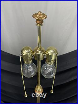 RESTORED Antique Vtg Arts & Crafts Deco Floor Lamp Uranium Vaseline Glass Brass