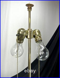 RESTORED Antique Vtg Arts & Crafts Deco Floor Lamp Uranium Vaseline Glass Brass