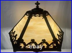 RESTORED Antique Vtg Pittsburgh Slag Stained Glass Table Lamp Handel Tiffany Era