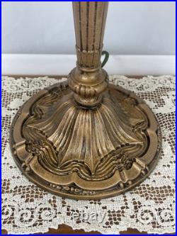 RESTORED Antique Vtg Pittsburgh Slag Stained Glass Table Lamp Handel Tiffany Era