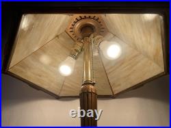 RESTORED Antique Vtg Pittsburgh Slag Stained Glass Table Lamp Handel Tiffany Era