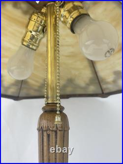 RESTORED Antique Vtg Pittsburgh Slag Stained Glass Table Lamp Handel Tiffany Era