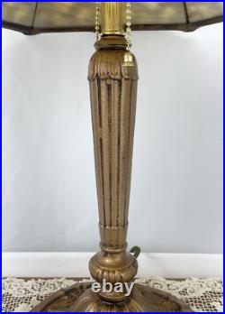 RESTORED Antique Vtg Pittsburgh Slag Stained Glass Table Lamp Handel Tiffany Era