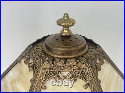 RESTORED Antique Vtg Pittsburgh Slag Stained Glass Table Lamp Handel Tiffany Era