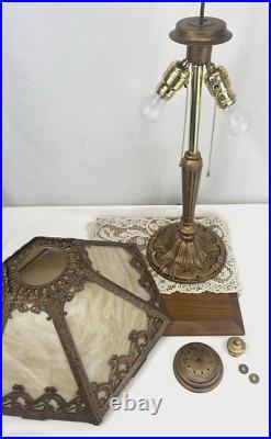 RESTORED Antique Vtg Pittsburgh Slag Stained Glass Table Lamp Handel Tiffany Era