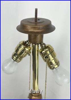 RESTORED Antique Vtg Pittsburgh Slag Stained Glass Table Lamp Handel Tiffany Era