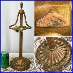 REWIRED Antique B&H Arts Crafts Deco Table Lamp For Slag Stained Glass Shade Vtg