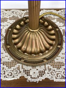 REWIRED Antique B&H Arts Crafts Deco Table Lamp For Slag Stained Glass Shade Vtg