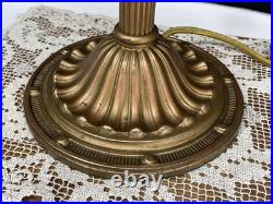 REWIRED Antique B&H Arts Crafts Deco Table Lamp For Slag Stained Glass Shade Vtg