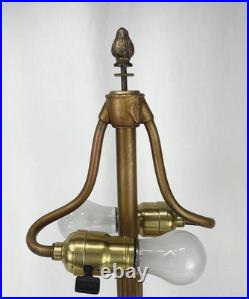 REWIRED Antique B&H Arts Crafts Deco Table Lamp For Slag Stained Glass Shade Vtg