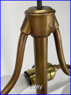 REWIRED Antique B&H Arts Crafts Deco Table Lamp For Slag Stained Glass Shade Vtg