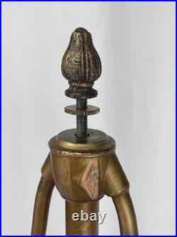 REWIRED Antique B&H Arts Crafts Deco Table Lamp For Slag Stained Glass Shade Vtg