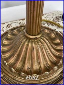 REWIRED Antique B&H Arts Crafts Deco Table Lamp For Slag Stained Glass Shade Vtg