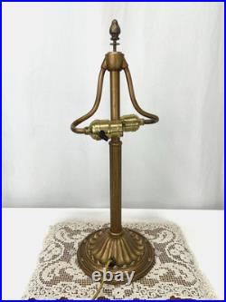 REWIRED Antique B&H Arts Crafts Deco Table Lamp For Slag Stained Glass Shade Vtg