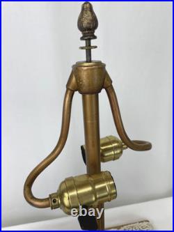 REWIRED Antique B&H Arts Crafts Deco Table Lamp For Slag Stained Glass Shade Vtg