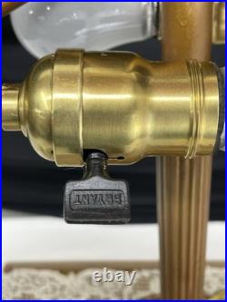 REWIRED Antique B&H Arts Crafts Deco Table Lamp For Slag Stained Glass Shade Vtg