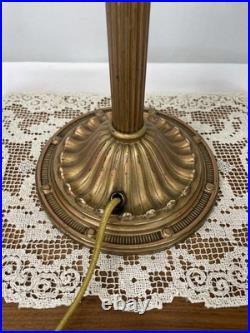 REWIRED Antique B&H Arts Crafts Deco Table Lamp For Slag Stained Glass Shade Vtg