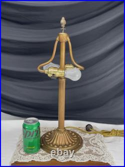 REWIRED Antique B&H Arts Crafts Deco Table Lamp For Slag Stained Glass Shade Vtg