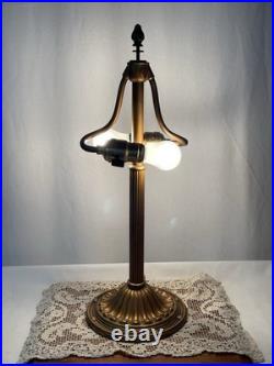 REWIRED Antique B&H Arts Crafts Deco Table Lamp For Slag Stained Glass Shade Vtg