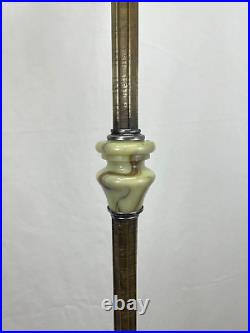 REWIRED Antique Vtg Art Deco Bridge Floor Lamp Uranium Vaseline Glass Brass 20s