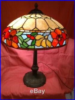 ROYAL ART GLASS leaded Lamp Handel Tiffany Duffner arts & crafts slag era