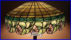 R. Williamson Nautilus Shell Leaded Slag Stained Glass Duffner Tiffany Era Lamp
