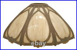 Rainaud Arts & Crafts Caramel Slag Glass 8 Bent Panel Overlay Shade Table Lamp