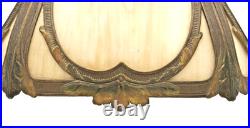 Rainaud Arts & Crafts Caramel Slag Glass 8 Bent Panel Overlay Shade Table Lamp