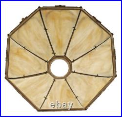 Rainaud Arts & Crafts Caramel Slag Glass 8 Bent Panel Overlay Shade Table Lamp