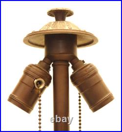 Rainaud Arts & Crafts Caramel Slag Glass 8 Bent Panel Overlay Shade Table Lamp