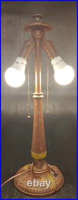 Rainaud Metal Table Lamp Base, 2 Socket, for Slag Glass Shade vtg. Antique
