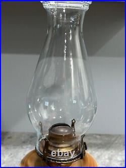 Rare 1880's Antique Greentown Chocolate Glass Wildrose Kerosene Oil Lamp