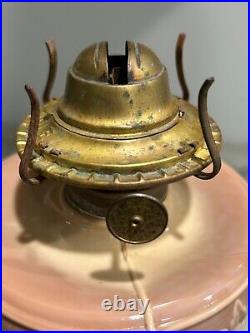 Rare 1880's Antique Greentown Chocolate Glass Wildrose Kerosene Oil Lamp