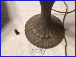 Rare 1920's Six Panel End of the Trail Table Lamp Blues and Grays Slag Glass