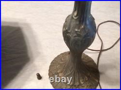 Rare 1920's Six Panel End of the Trail Table Lamp Blues and Grays Slag Glass
