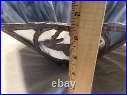 Rare 1920's Six Panel End of the Trail Table Lamp Blues and Grays Slag Glass