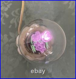 Rare Aerolux Light Bulb & Akro Slag Glass Base 3 Flowers Pink Green WORKS Vtg