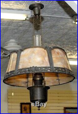 Rare Antique Aladdin Six Panel Slag Glass Hanging Oil Kerosene Lamp
