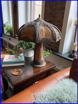 Rare Antique Brown Slag Glass Lighthouse Lamp