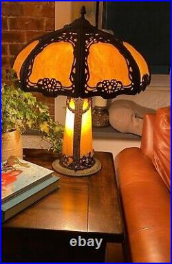 Rare Antique Brown Slag Glass Lighthouse Lamp