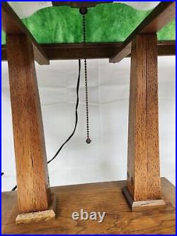 Rare Antique Peterson Prairie School W B Brown Mission Oak Slag Glass Lamp 3 Way