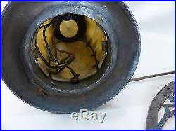 Rare Antique Slag Glass Panel Art Nouveau Lamp with Lighted Base Handel B&H Era
