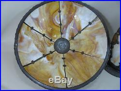 Rare Antique Slag Glass Panel Art Nouveau Lamp with Lighted Base Handel B&H Era