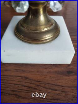 Rare Antique Vintage Slag Glass Victorian Table Lamp Marble Base Crystal Prisms