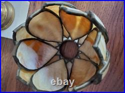 Rare Antique Vintage Slag Glass Victorian Table Lamp Marble Base Crystal Prisms