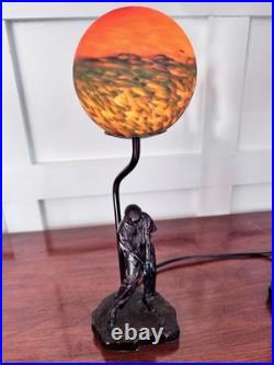 Rare Art Deco Golfer Table lamps Slag Glass Globe bronze figurines 16.5 tall Rare Art Deco Golfer Table lamps Slag Glass Globe bronze figurines 16.5 tall