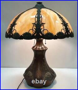 Rare Arts Craft Caramel Slag Glass Lamp Terracotta Hammered Copper Finish Flower Rare Arts Craft Caramel Slag Glass Lamp Terracotta Hammered Copper Finish Flower